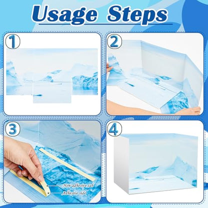 AmazingSpark 2 Set Arctic Habitat Diorama Box and Water Sticker Decor, Polar Bear Diorama Project Supplies Set, Cardboard Display Case Kit & Water Sticker with Double Sided Tapes for DIY Crafts - style: Arctic