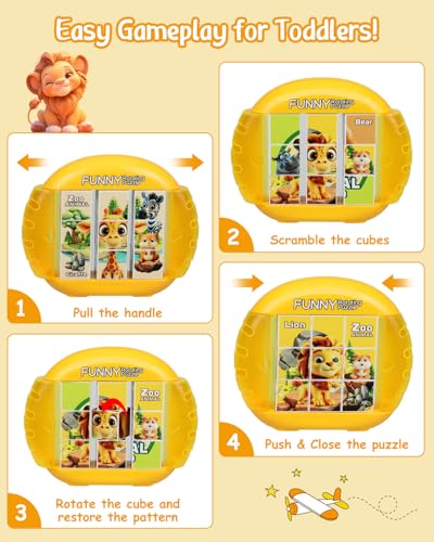 Rotating Puzzle for Toddlers Kids 3+, Travel Essentials Toys - color: Zoo Animal Squad