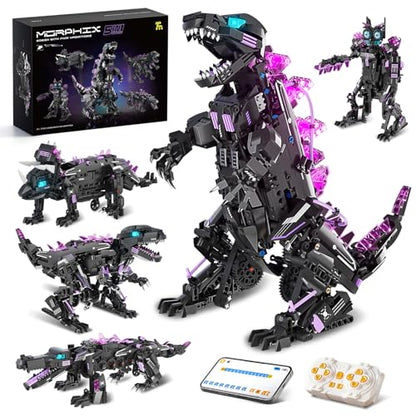 DOLIVE STEM 5 in1 Dinosaurs Building Kits for Kids Ages 8-14, Remote Control and App Controlled Dinosaur Figures Toy, Birthday Gift for 8 9 10 11 12+ Years Old