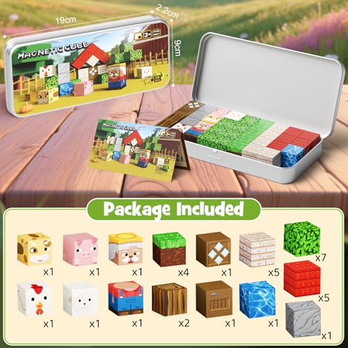 Mini Magnetic Travel Building Blocks: 35 PCS Farm Animals STEM Toys - size: Farm Animals Small - 35PCS