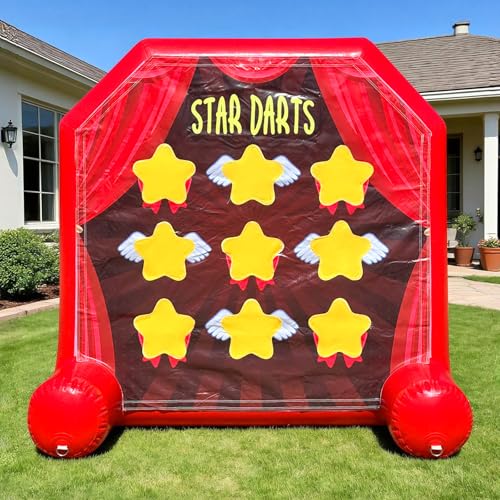 OZIS 6.1Ft Inflatable Carnival Game, 2-in-1 Tic Tac Toe & Scoring Toss Game with Air-Tight Seal, Made from Heavy-Duty PVC, for Indoor & Outdoor Use Backyard, Party, Family Activities (with Air Pump)