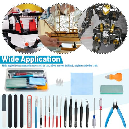 WMYCONGCONG 28 PCS Gundam Model Tool Kit Basic Model Tools Hobby Building Tools Craft Set for Car Model Building Repairing Fixing
