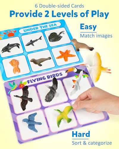 Coogam Sorting Toys for Toddles, Animals Figures Dinosaurs Birds Insects Cognition Matching Game Playset, Fine Motor Learning Activities Educational Toy Gift for 3 4 5 Year Old Kid - style: Animal theme