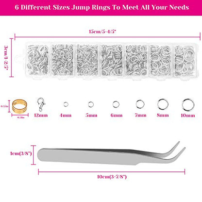 Cridoz Jewelry Repair Kit with 1520 Silver Jump Rings and 3Pcs Pliers for Earrings, Necklaces, Rings, Bracelets