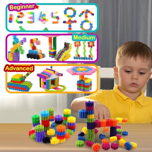 STEM Building Blocks Toys for Kids – Educational and Safe Gear Interlocking Construction Playset – Develop Creativity Preschool Brain Teaser Toys Gift for 3 4 5 Years Old Kids Boys Girls