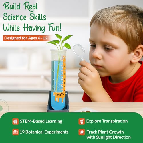Plant Growing Science Kit for Kids - 19 Botany Experiments with Hydroponic Growing, Root Science & Transpiration - STEM Gardening Gift for Boys & Girls - Birthday Gift Ages 8, 9, 10, 11, 12