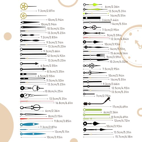 15 Pack Clock Mechanism Replacement Kit with 19 Pairs Clock Hands - size: Thread length 0.78 inche