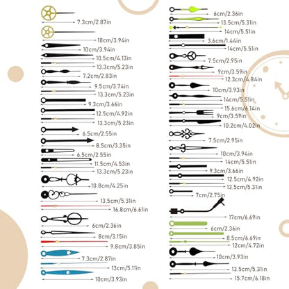 15 Pack Clock Mechanism Replacement Kit with 19 Pairs Clock Hands - size: Thread length 0.78 inche