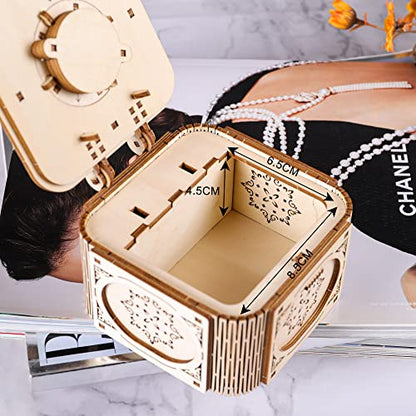 GuDoQi 3D Wooden Puzzle, Treasure Box with Music, Mechanical Model Kit to Build for Teens and Adults, DIY Assembly Kit, Gifts for Birthdays Christmas