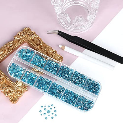 3792pcs Aquamarine Flatback Rhinestones for Bedazzling - color: Aquamarine