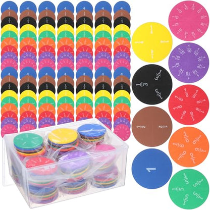 Sayglossy 15 Sets Fraction Circles Fraction Manipulatives for Preschool Elementary School Educational Math Learning Manipulatives for Teacher Bulk with Storage Box - style: Circles