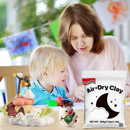 ifergoo 500g White Air Dry Clay, 1.1LBS DIY Creative Modeling Clay for Kids - color: White/500g