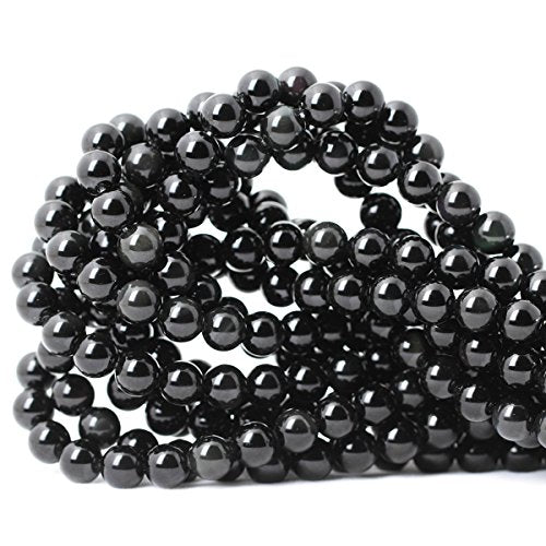 45PCS 8mm Natural Black Obsidian Gemstone Round Loose Beads Crystal Energy Stone Healing Power for DIY Jewelry Making 1 Strand 15" - color: Black Obsidian, size: 8mm