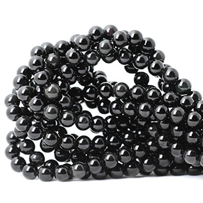 45PCS 8mm Natural Black Obsidian Gemstone Round Loose Beads Crystal Energy Stone Healing Power for DIY Jewelry Making 1 Strand 15" - color: Black Obsidian, size: 8mm