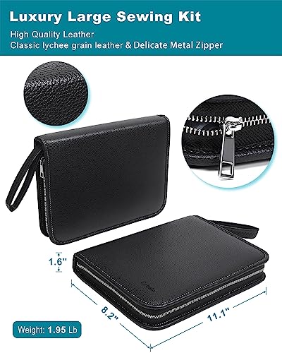 Cebelo Large Sewing Kit for Adults: 2-Year Supply for Home Mending (Black) - color: Black