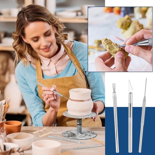 Yayatty Polymer Clay Tools, Acrylic Clay Roller, Acrylic Sheet, Rotary Cutting Mat, Round Polymer Clay Cutters with Clay Slicer Blade for Pottery and Sculpture (32 PCS) - color: 32 PCS