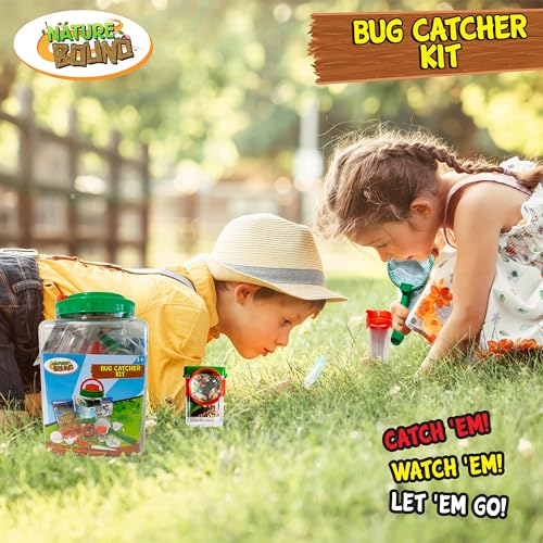 Nature Bound Bug Catcher Kit - 20 Piece Outdoor Exploration Set for Kids - Educational & Fun - Safe Insect Catch & Release with Bucket, Net, Magnifier & More - Great Gift for Young Explorers