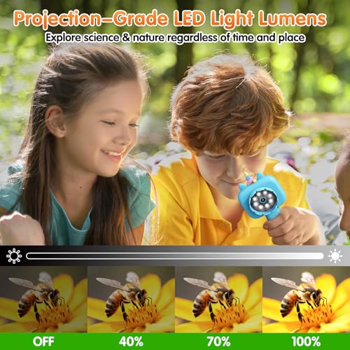 Kids Microscope, 2.4" Screen 600X Handheld Digital Microscope for Kids - color: blue