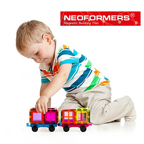 Magnetic Tiles Car Set Truck Kit Toy with Stronger Magnets, Educational Magnet Cars with Re-Enforced Hitch and Long Bed for Girls Boys Toddler Ages 3+ (Blue & Purple) - color: Blue & Purple