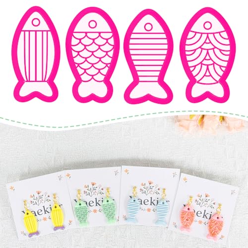 Xaekicr 4PCS Fish Polymer Clay Cutters Set - Clay Earring Cutters for DIY Jewelry Making, Ocean Style Polymer Clay Molds, Clay Tools for Earrings - color: A color