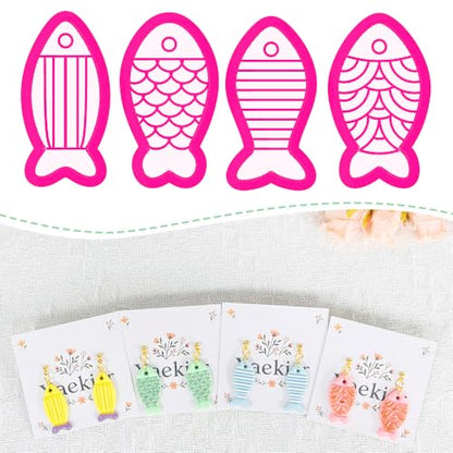 Xaekicr 4PCS Fish Polymer Clay Cutters Set - Clay Earring Cutters for DIY Jewelry Making, Ocean Style Polymer Clay Molds, Clay Tools for Earrings - color: A color