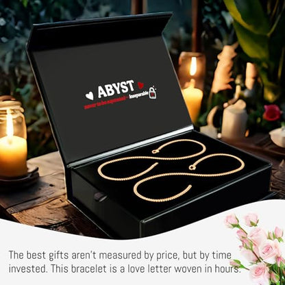 ABYST Permanent Bracelet Kit for Couples - DIY Sterling Forever Bracelets Making Set with Gold Plated Chains - Romantic Infinity Jewelry for Anniversary (Gold) - color: Gold