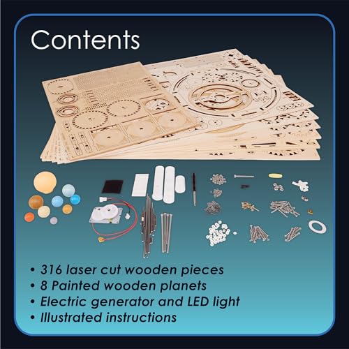 MindWare Gearjits: Solar System – Wooden 3D Building Puzzle for Teens & Adults – DIY Solar System Model – Fun for Parents Too! – Great STEAM Gifts for Ages 12+