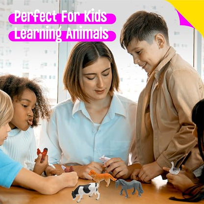 12 Farm Animal Figurines for Kids, Plastic Animal Toys Tiny Portable Farm Creature Figures Playset Montessori Toys Educational Game for Homeschool Preschool Toddler Kids - style: Farm animals (excluding cards)