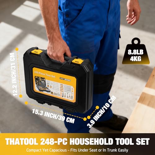 248-Piece Home Repair Hand Tool Set with Storage Case - color: Yellow