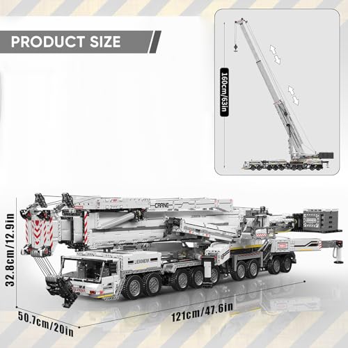 Mould King 17007 Technology Crane Building Set, 8506 Pieces Heavy Crane Truck Building Kits for Adult 14+, APP Programmable Construction Vehicle Block Set, White