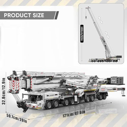 Mould King 17007 Technology Crane Building Set, 8506 Pieces Heavy Crane Truck Building Kits for Adult 14+, APP Programmable Construction Vehicle Block Set, White