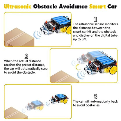 MiOYOOW Ultrasonic Ranging Obstacle Avoidance DIY Car Kit for Students