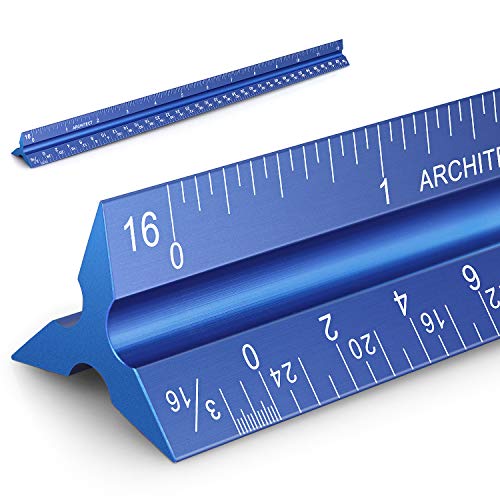 12" Architectural Scale Ruler Aluminum Architect Scale Ruler, Blue - color: Blue
