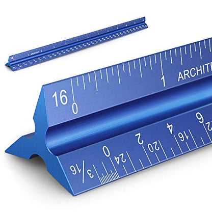 12" Architectural Scale Ruler Aluminum Architect Scale Ruler, Blue - color: Blue