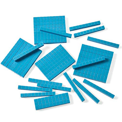 hand2mind Blue Plastic Base Ten Blocks Rods Set, Set of 50 - color: Blue