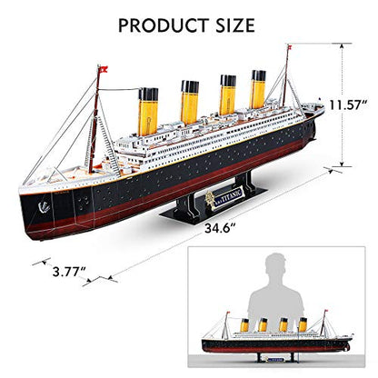 CubicFun Titanic 3D Model Ship Puzzle with LED Lights, 266 Pieces, 88 cm - style: Realistic