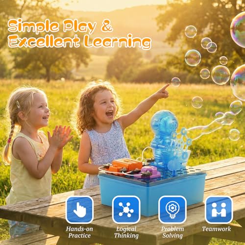 STEM Educational Toy Science Kits for Kids, Electric Bubble Machine, DIY Circuit Connections, Educational Fun Toy Gift for Children Boys Girls Ages 3 4 5 6 7 8 9 10 11 12 - color: Blue