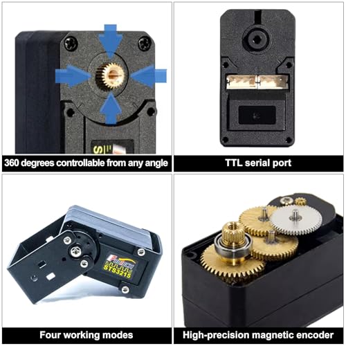 Feetech ST-3215 360° Robot Servo Motor 7.4V 19KG Magnetic Encoder Serial Bus Servo w1/345 1/191 1/147 Gear Ratio for Robotics Arm Projects SO-ARM100 URT1 Compatible (1-147 Gear Ratio)