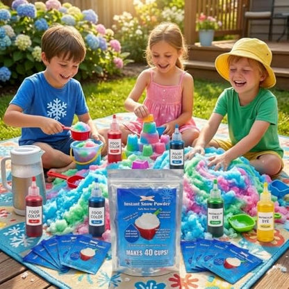 Instant Snow Powder - 20 Ind. Packs (10g) Makes Approx. 40 Cups Fluffy Fake Snow. Reusable, Non-Toxic, Perfect for Science Experiments, Holiday Decor, Sensory Play, Party Favors