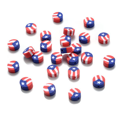 100pcs Flag Clay Beads for Jewelry Making, Polymer Clay Spacer Beads for DIY Craft Bracelet Necklace (Flag) - color: Flag