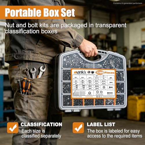 mankk 2285PCS Metric Screws Assortment Kit M2 M3 M4 M5 Hex Socket Head & Button Head Bolts Kit 12.9 & 10.9 Grade Black Alloy Steel 25 Sizes Machine Screw for 3D Printer DIY - size: M2/M3/M4/M5, style: Button&Hex Socket Cap