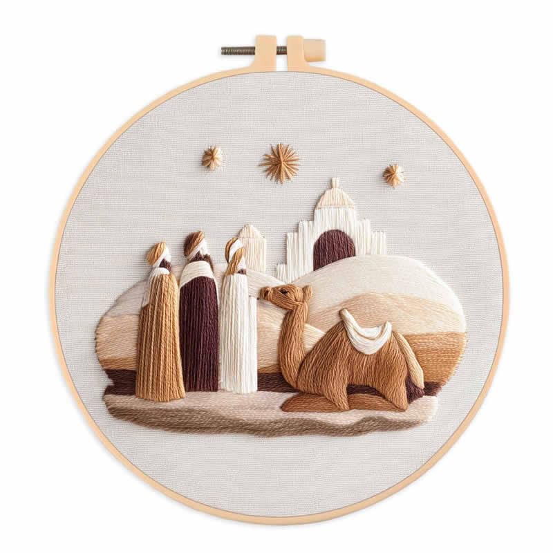 Amiiba Embroidery Starter Kit with Nativity with Came Pattern, DIY Full Range Stamped Embroidery Cross Stitch Kits for Beginners Adults (Came) - color: Came