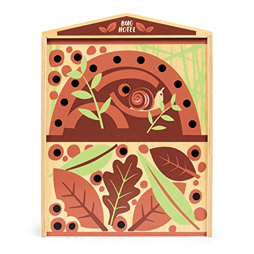 Tender Leaf Toys - The Bug Hotel - 13 Wood Garden Bugs with Shelving Unit and Front Panel - Made for Little Hands - Open-Ended Nature Play - Science Learning Toy for Boys and Girls - Age 3+