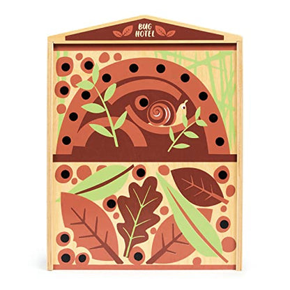 Tender Leaf Toys - The Bug Hotel - 13 Wood Garden Bugs with Shelving Unit and Front Panel - Made for Little Hands - Open-Ended Nature Play - Science Learning Toy for Boys and Girls - Age 3+