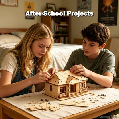 3D Wooden Puzzle House,DIY Beginner Villa Model Kit,3D Paintable Puzzle - color: Original Wood Color--one Layer