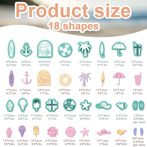 18pcs Sea Polymer Clay Cutters Ice Cream Clay Earrings Cutters Ocean Polymer Jewelry Cutter for Earrings Making Birthday Party DIY Supplies - style: Summer