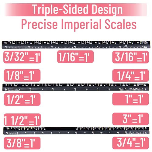 Mr. Pen- 6 Inch Pocket Size Ruler, 2 Pack, Small Architectural Scale - color: A. Black & Red
