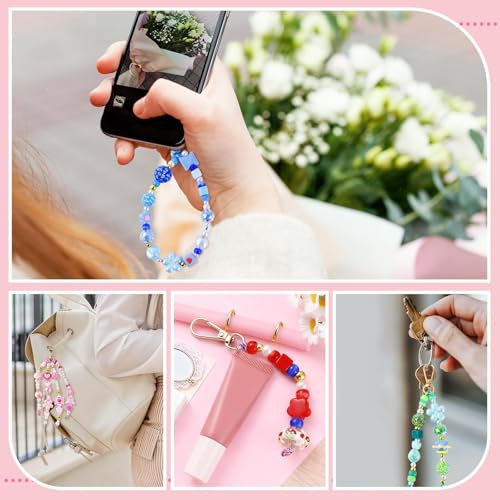 Wurosi Acrylic 865PCS Beaded Keychain Making Kit,DIY Bag Charm Kit - color: 865 Pcs Colorful Bead Kit