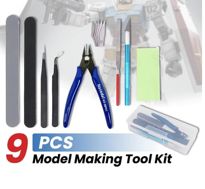 Model Building Tools Kit for Beginners-Hobby Craft Set with Side Cutter (Nippers),Precision Hobby Knife,Sanding Sticks,Tweezers,Basic DIY Repair Supplies ((Beginner Set (9PCS))) - color: (Beginner Set (9pcs))