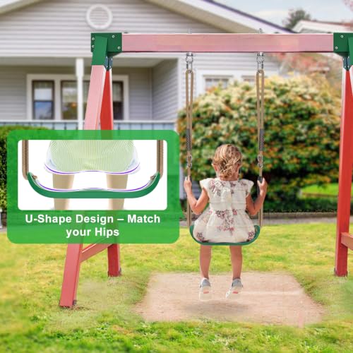 2 Pack Heavy Duty Swing Seat for Kids Adults Green Anti Slip Wider Seat - color: Green Wider Seat & U-shape Swing Seats